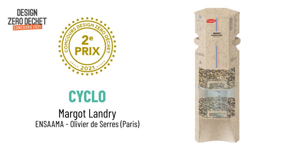 Perspective du projet Cyclo, 2e prix du concours Design Zéro Déchet 2021 créé par Margot Landry de l'ENSAAMA Olivier de Serres.